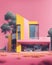 Minimalist Pink and Yellow House