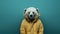 Minimalist Polar Bear Coat Hd Wallpaper: Conceptual Portraiture In Wes Anderson Style