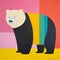 Minimalist Polar Bear Portrait In Vibrant Colors