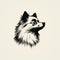 Minimalist Pomeranian Dog Portrait In Black And White