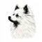 Minimalist Pomeranian Dog Sketch: Dark White And Light White Illustration