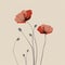 Minimalist Poppy Line Art On Beige Background