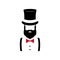 Minimalist portrait of Man with beard, wearing old-style hat and bow tie.