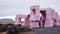 Minimalist Postmodern Architecture: Pink Sculptures In The Hills Of Iceland