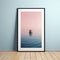 Minimalist Print: Pink Space Illustration With Calm Waters And Maritime Scenes