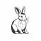 Minimalist Rabbit Icon Illustration In Black And White Realism Style