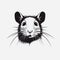 Minimalist Rat Head Illustration In Black And White