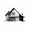 Minimalist Real Estate Illustration: Contemporary Cabincore In High-contrast Red And Black