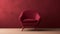 Minimalist Red Arm Chair In Serene Dark Magenta Room