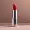 Minimalist of red lipstick on pink background,