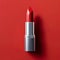 Minimalist of red lipstick on red background,