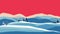 Minimalist retro panorama, hills landscape covered with snow, vector quality