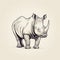 Minimalist Rhino Drawing With Strong Facial Expression