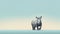 Minimalist Rhinoceros Walking On Pale Blue Background