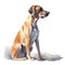 Minimalist Rhodesian Ridgeback Watercolor Painting in Soft Pastel Colors for Pet Lovers.