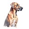 Minimalist Rhodesian Ridgeback Watercolor Painting in Soft Pastel Colors for Pet Lovers.