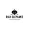 minimalist RICH ELEPHANT hat trunk Logo design