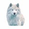 Minimalist Samoyed Watercolor Painting in Soft Pastel Colors on White Background for Invitations and Posters.