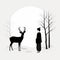 Minimalist Samurai Woman And Deer: Gothic Illustration Inspired By Nature