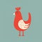 Minimalist Scandinavian Art: Charming Red Rooster Illustration