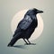 Minimalist Scandinavian Art: Moody Low Poly Crow For Desktop Or Tablet