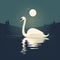 Minimalist Scandinavian Art: Swan On A Pond Illustration