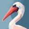 Minimalist Scandinavian Art: White Pelican In 2d Game Art Style