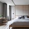 Minimalist Scandinavian Retreat: A serene bedroom with clean lines, light wood furniture, and a neutral color palette for a calm