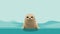 Minimalist Seal Dog Swimming Underwater In Graphic Style