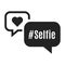 Minimalist selfie badge speech bubbles icon vector illustration hashtag selfietime message