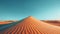 Minimalist sepia desert panorama with sand dunes under golden sunlight in late afternoon