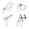 Minimalist set of female cartoon comic arms and legs. Collection of simple linear icons for highlights, social networks