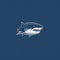 Minimalist Shark Line Logo On Blue Background