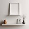 Minimalist Shelf Portrait Picture Frame On White Wall