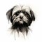 Minimalist Shih Tzu Dog Sketch: Clean And Elegant Digital Painting