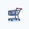 Minimalist Shopping Cart Illustration Icon In Light Red And Indigo