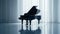Minimalist shot of a grand piano, exuding timeless sophistication and musical allure