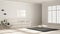 Minimalist simple clear living, white and gray, scandinavian classic interior design