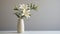 Minimalist Staging: Lilies In A White Vase On A Flat Table