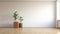 Minimalist Staging: Three Plants In An Empty Room With White Walls