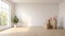 Minimalist Staging: Transforming An Empty Room With Plants And Boxes