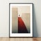 Minimalist Staircase Poster - Red And Brown - Vray Matte Photo