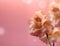 Minimalist still life with single gentle pink rose against a color background.