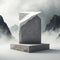 Minimalist stone podium on misty mountain background, perfect for product display AI generation