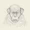 Minimalist Style: A Little Chimpanzee Drawing With Simple Strokes