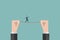 Minimalist style. vector business finance. business man walks a high wire tightrope, above risk and danger, the businessman