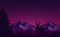 Minimalist sunset mountain vector landscape