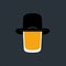 Minimalist Surrealist Drink Icon With White Hat On Black Background