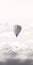 Minimalist Swiss Style Hot Air Balloon Over Snowy Mountain