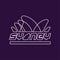 Minimalist Sydney logo in line style. Abstract silhouette of Opera House with caption. Isolated vector design for print